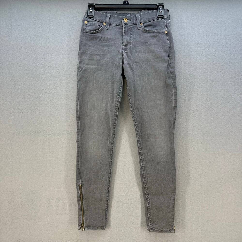 7 For All Mankind Jeans Women's 26 (2) Grey The Skinny 26 Ankle Zip Normcore